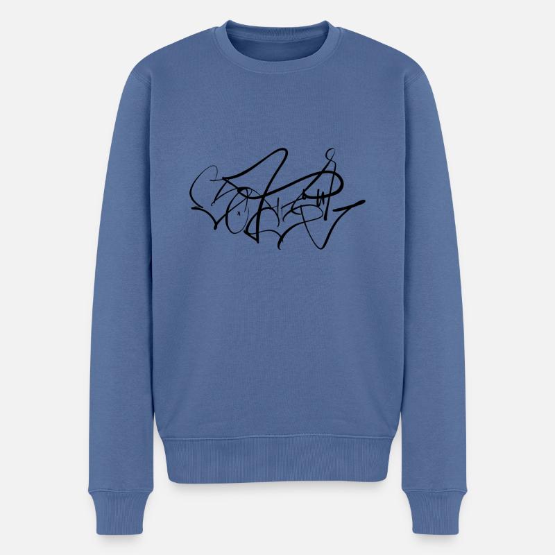 SATE3 - Männer Premium Bio Pullover - Taubenblau