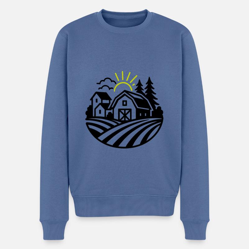 Ferme Bauernhof - Pull Premium bio Homme - bleu pigeon