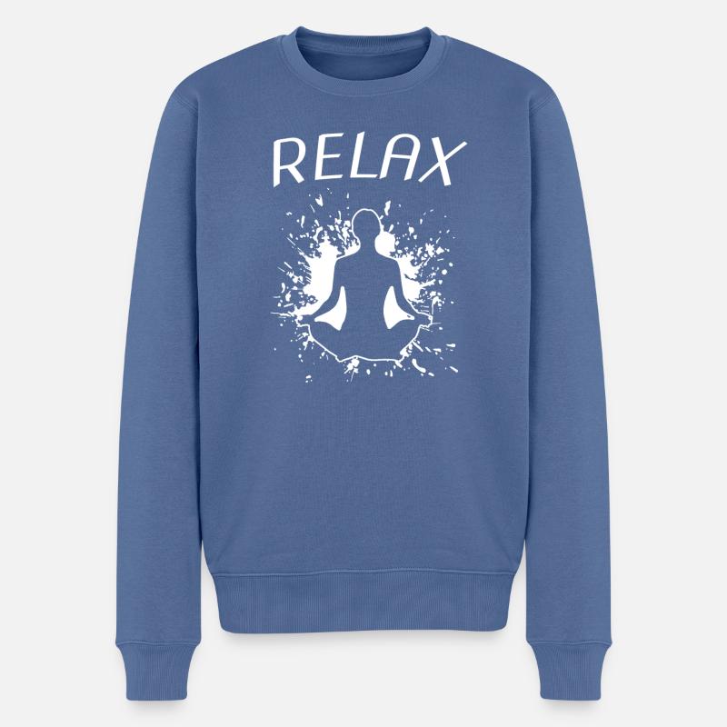 yoga relax namaste - Männer Premium Bio Pullover - Taubenblau