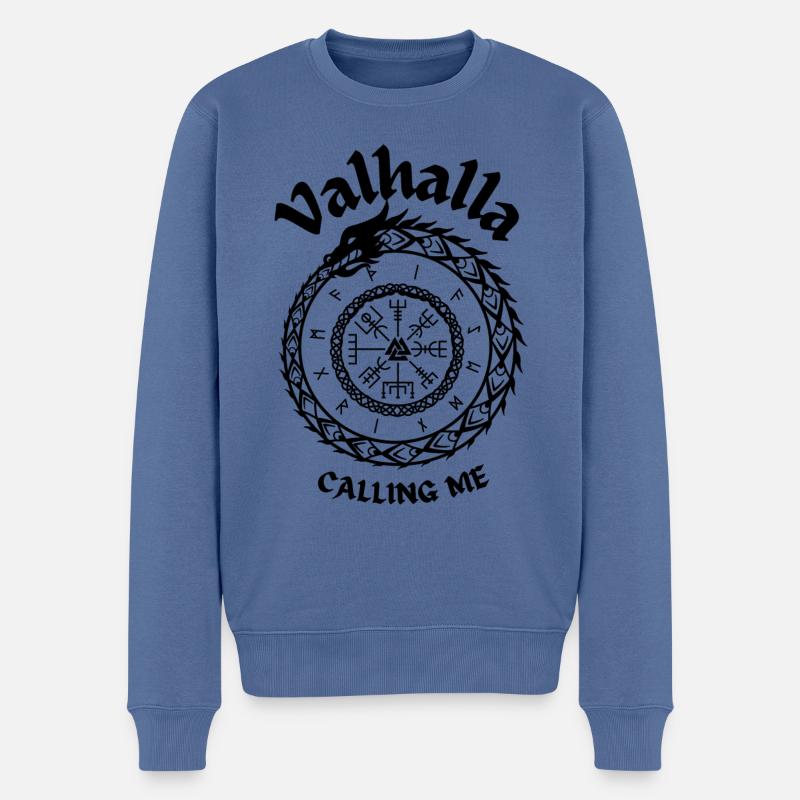 VALHALLA M’appelant-SYMBOLES VIKINGS-RUNES VIKINGS - Pull Premium bio Homme - bleu pigeon