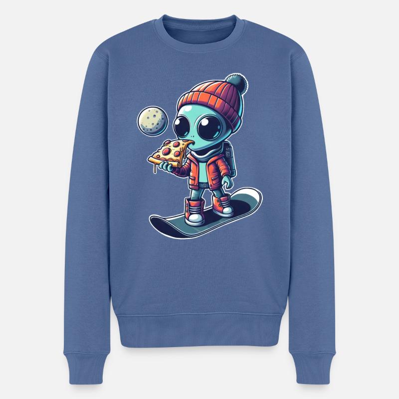 Mignon Comic Alien Snowboard Snowboarder - Pull Premium bio Homme - bleu pigeon
