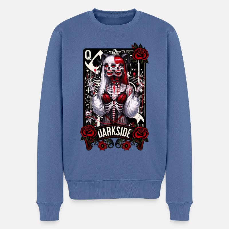 Carte à jouer DARKSIDE QUEEN - Pull Premium bio Homme - bleu pigeon