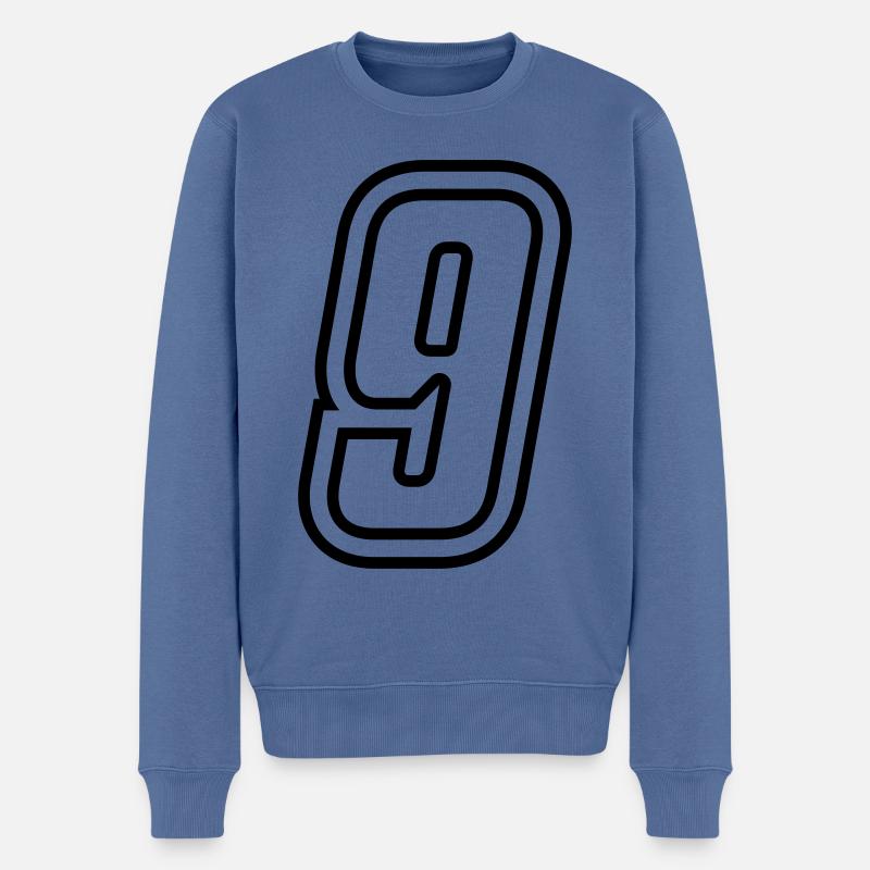 9 Zahl nummer - Männer Premium Bio Pullover - Taubenblau