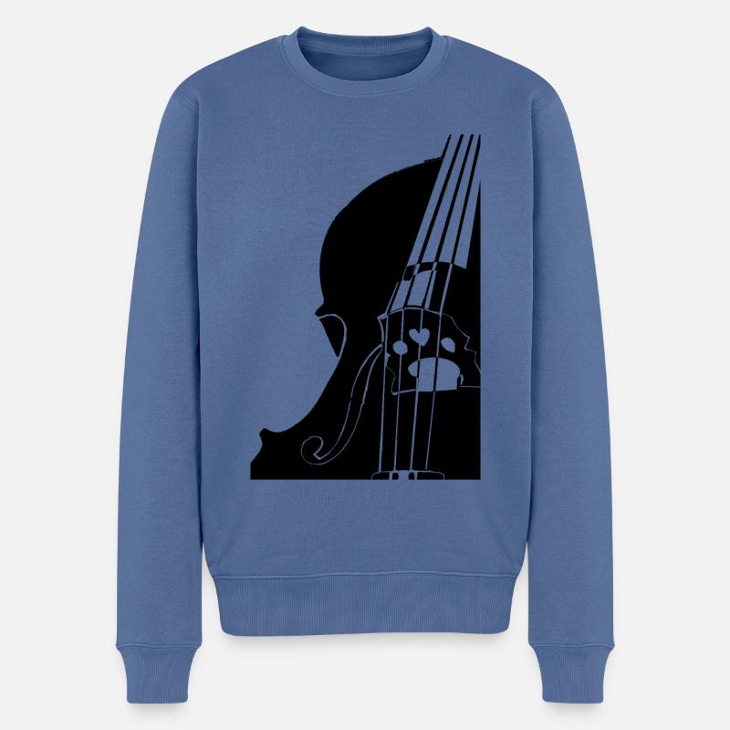 Schwarze visuelle Kontrabass-Cello-Nahaufnahme - Männer Premium Bio Pullover - Taubenblau