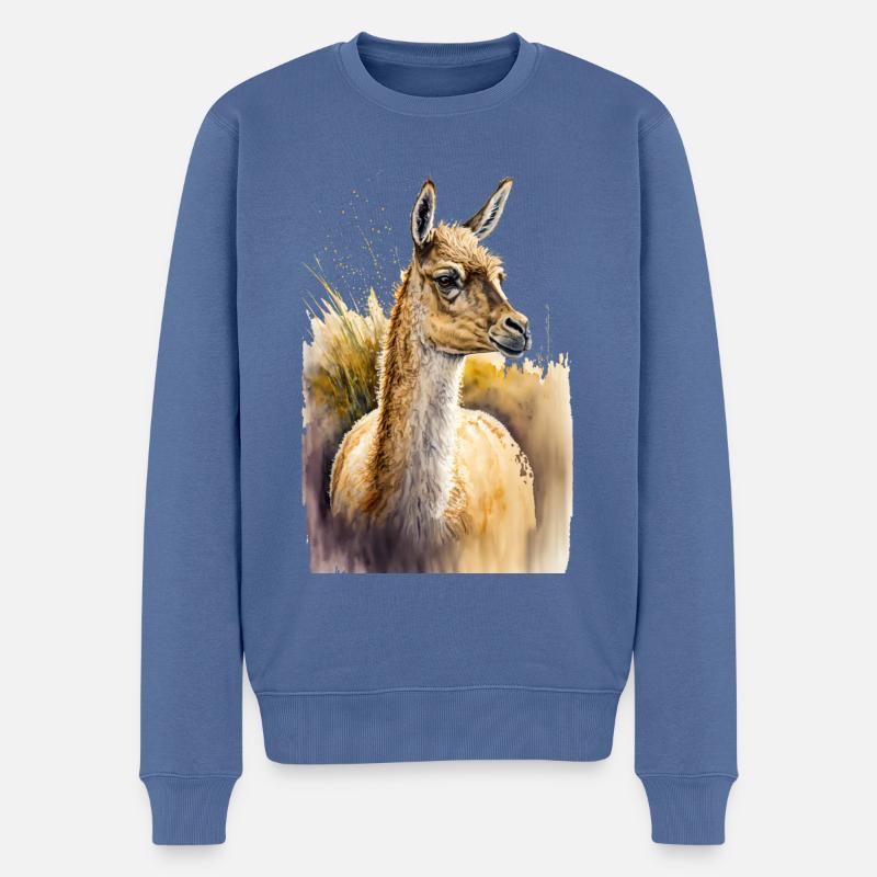 Alpaka Aquarell - Männer Premium Bio Pullover - Taubenblau