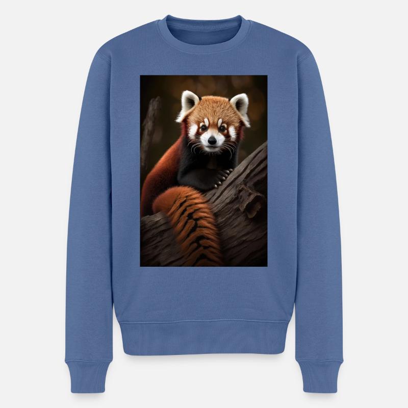 Süßer Roter Panda - Männer Premium Bio Pullover - Taubenblau