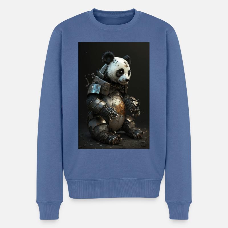 Panda Metal Cool Mechaniker Eisen Fantasy - Männer Premium Bio Pullover - Taubenblau