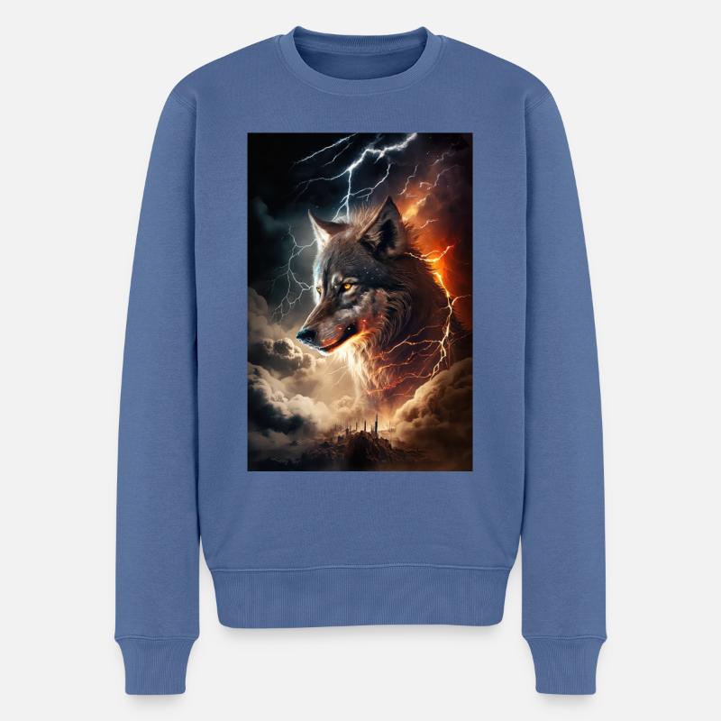 Wolf Blitz Thunder Epic Cool Epic Wolves - Pull Premium bio Homme - bleu pigeon