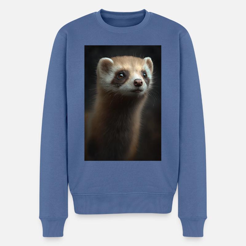 Frettchen Süß Portrait - Männer Premium Bio Pullover - Taubenblau