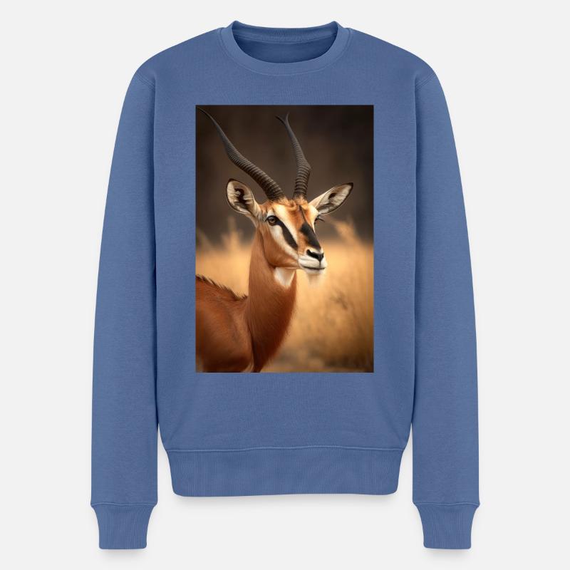 Gazelle safari Afrika tier - Männer Premium Bio Pullover - Taubenblau