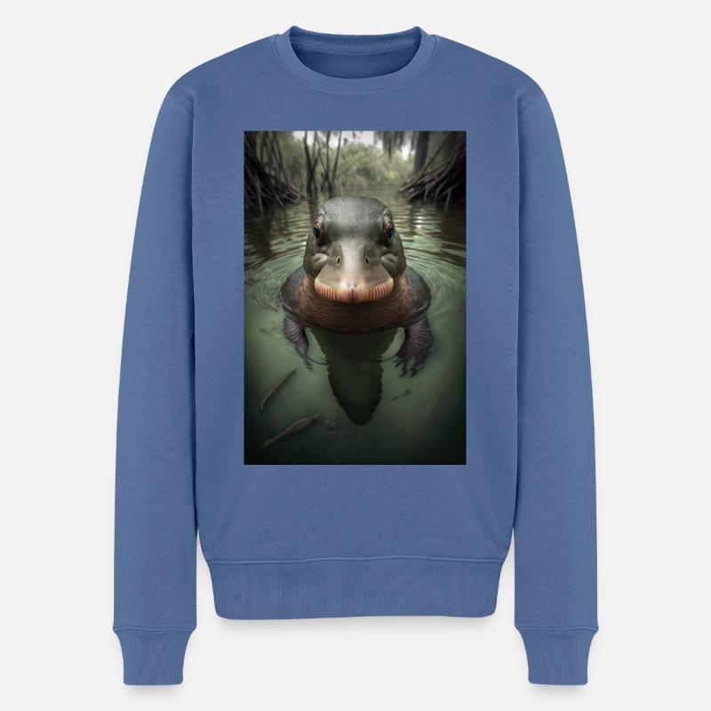 Schnabeltier platypus - Männer Premium Bio Pullover - Taubenblau