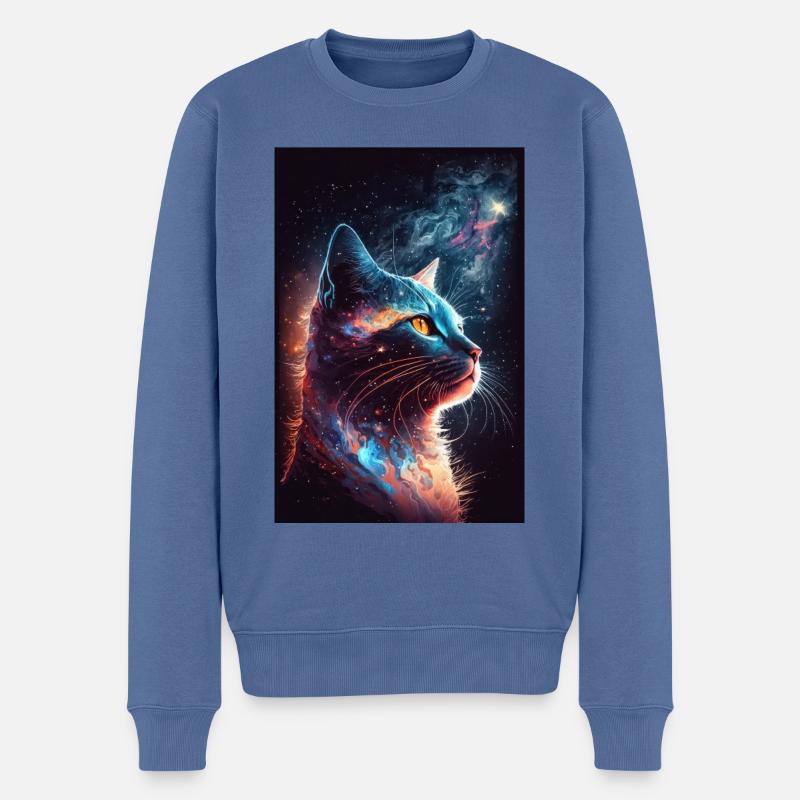 Katze Astronaut Weltall Weltraum Cool - Männer Premium Bio Pullover - Taubenblau