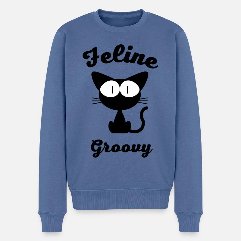 félin groovy chat drôle - Pull Premium bio Homme - bleu pigeon