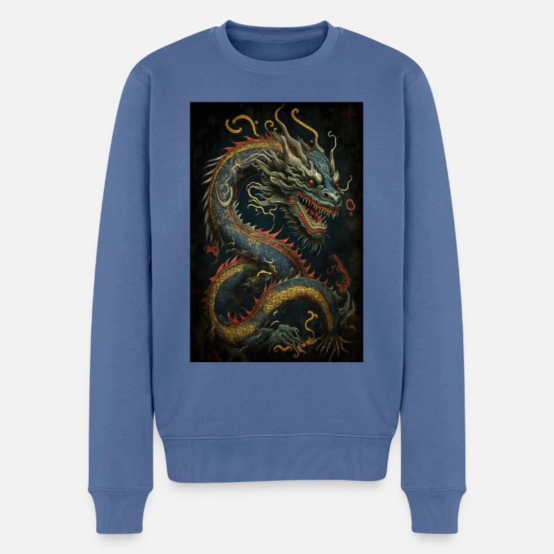 Japanischer Drache Chinesischer Drache - Männer Premium Bio Pullover - Taubenblau