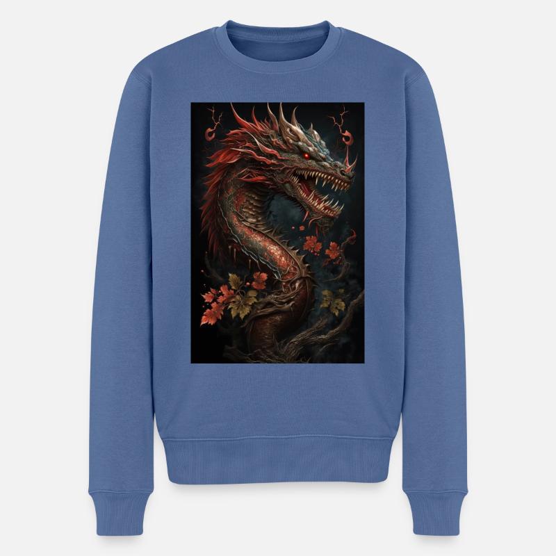 Japanischer Drache Chinesischer Drache - Männer Premium Bio Pullover - Taubenblau