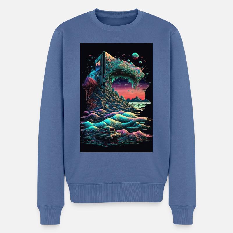 Joueur de jeu rétro - Pull Premium bio Homme - bleu pigeon
