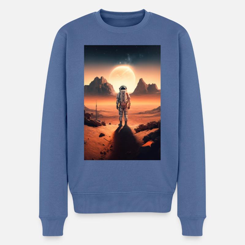 Astronaute Paysage désertique Espace Lunaire - Pull Premium bio Homme - bleu pigeon