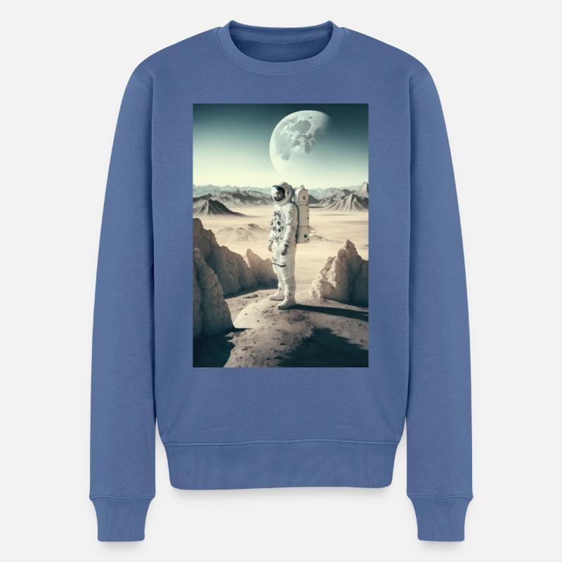 Astronaute Paysage désertique Espace Lunaire - Pull Premium bio Homme - bleu pigeon