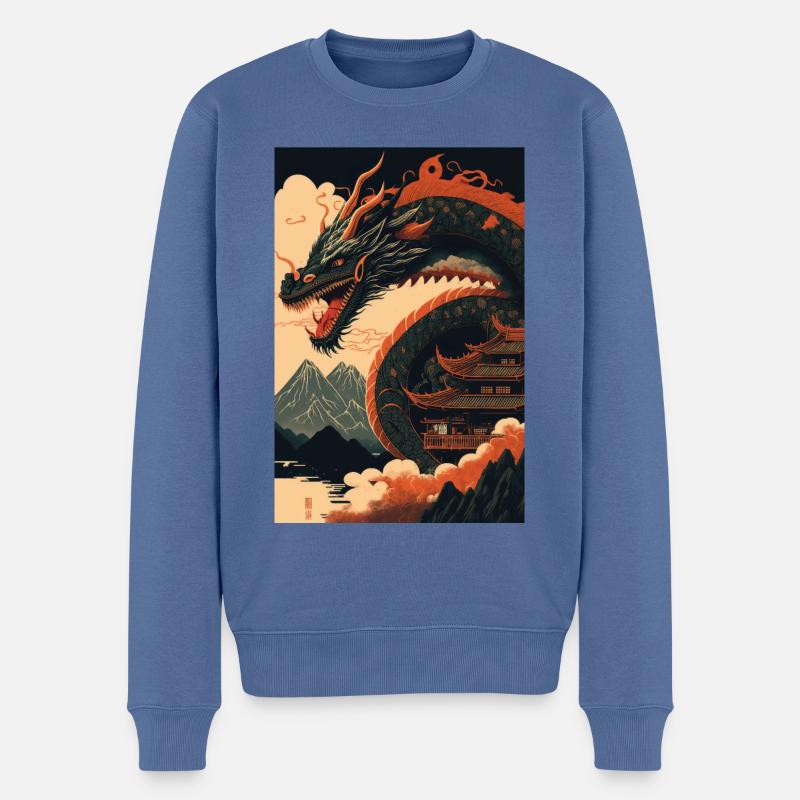Japanischer Drache Chinesischer Drache - Männer Premium Bio Pullover - Taubenblau