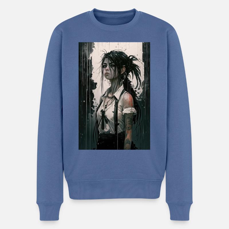 Gothique Mädchen Anime Emo Girl - Pull Premium bio Homme - bleu pigeon