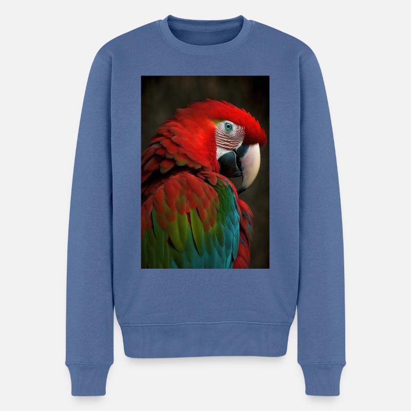 Perroquet Oiseau Jungle tropicale - Pull Premium bio Homme - bleu pigeon