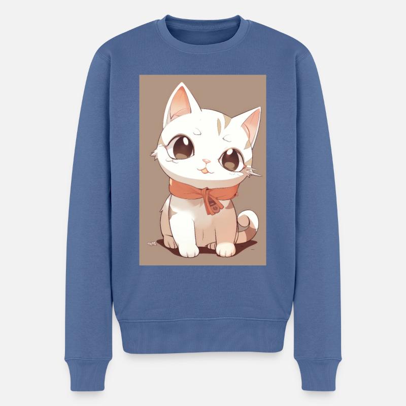 Lustige Katze - Männer Premium Bio Pullover - Taubenblau