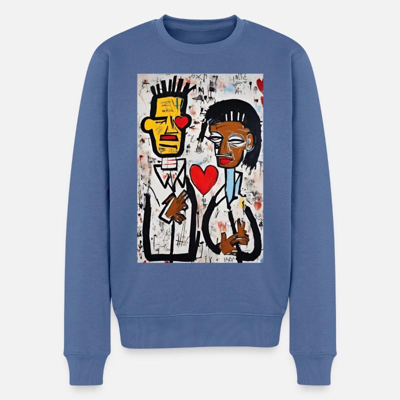 Helle urbane Liebe" - Männer Premium Bio Pullover - Taubenblau
