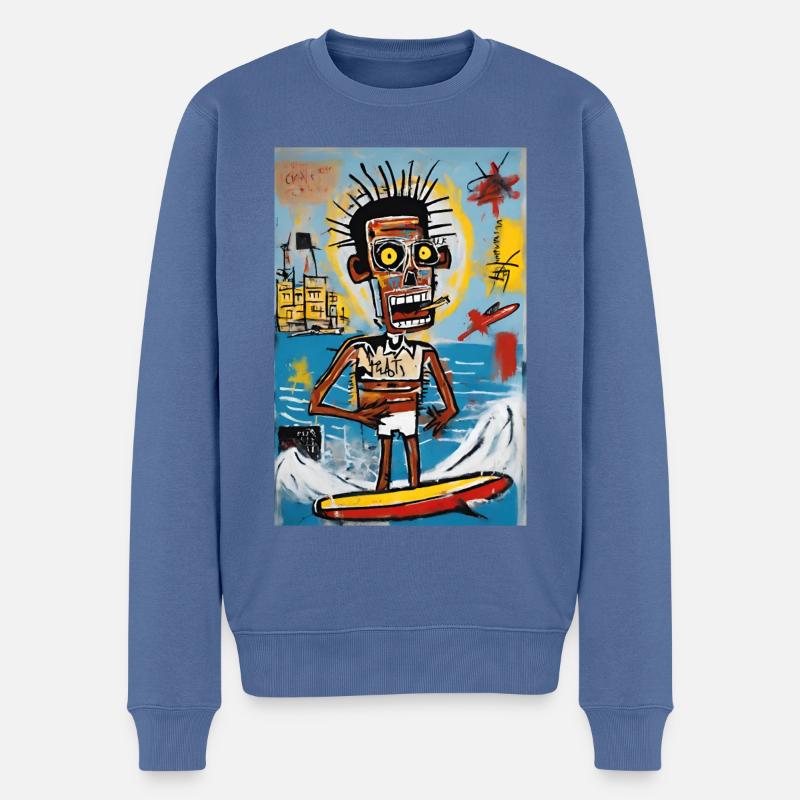 Urban Surfer - Abstrakter Stil - Männer Premium Bio Pullover - Taubenblau