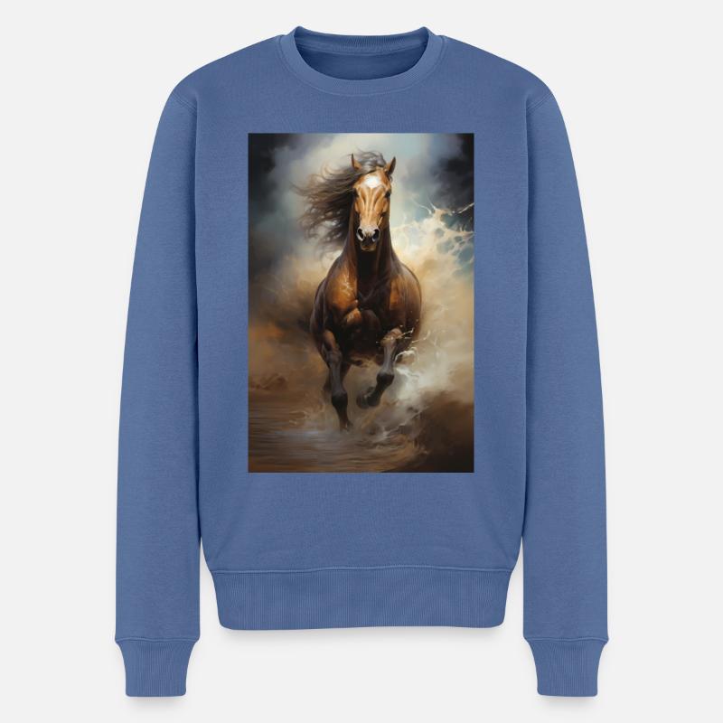 Cheval - Pull Premium bio Homme - bleu pigeon