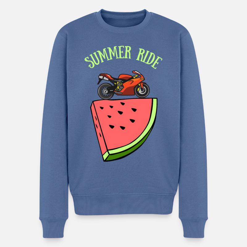 pastèque summer ride motard - Pull Premium bio Homme - bleu pigeon