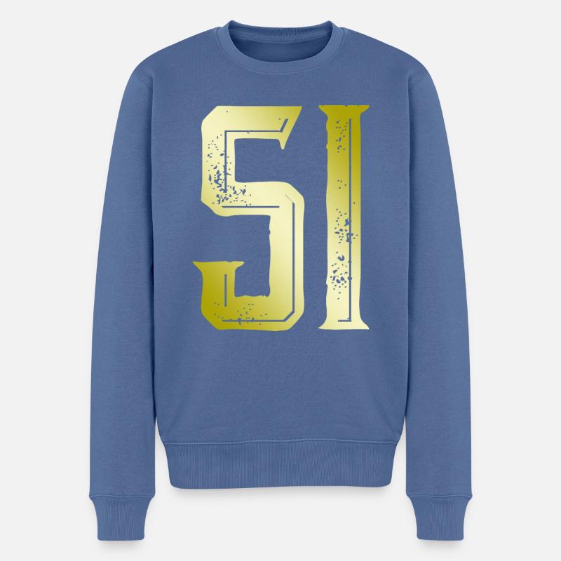 51 Zahl Symbol - Männer Premium Bio Pullover - Taubenblau