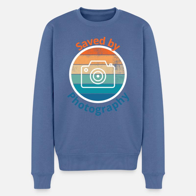 Gerettet durch Fotografie - Männer Premium Bio Pullover - Taubenblau