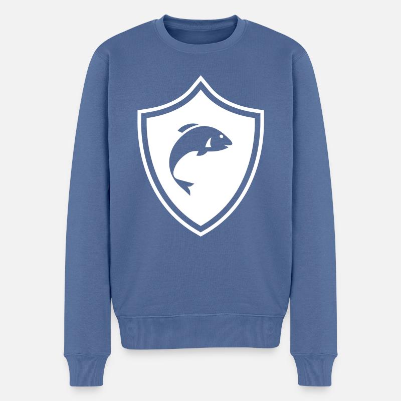Fisch Wappen - Männer Premium Bio Pullover - Taubenblau