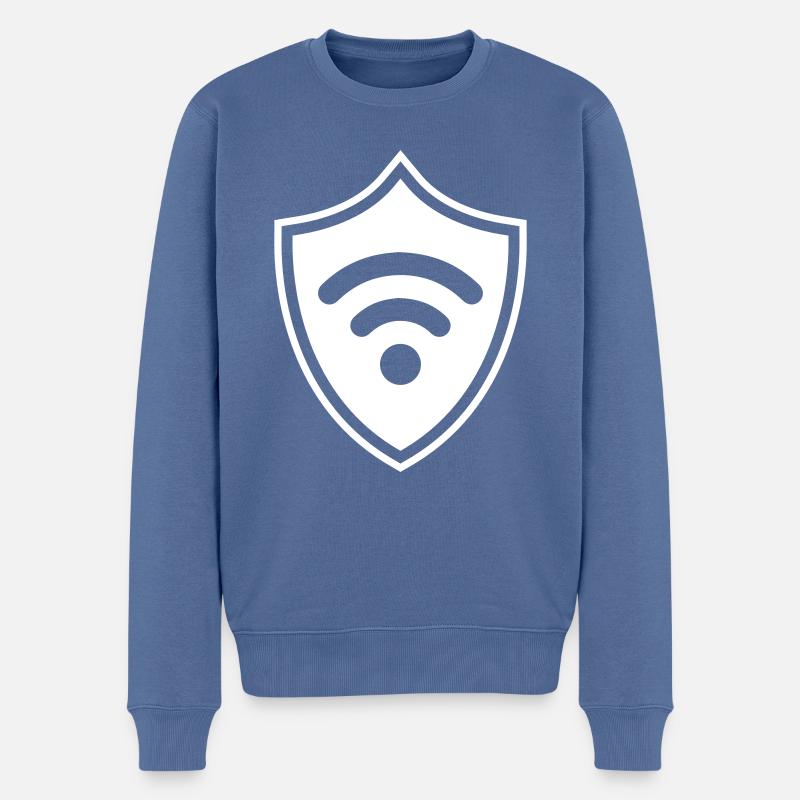 Wlan Internet Wappen - Männer Premium Bio Pullover - Taubenblau