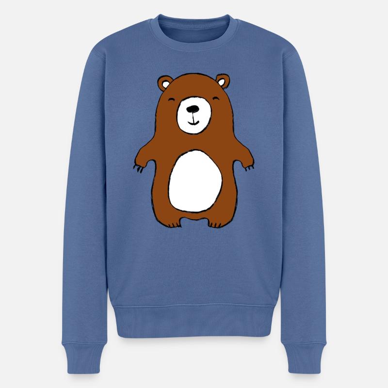 Bär - Männer Premium Bio Pullover - Taubenblau