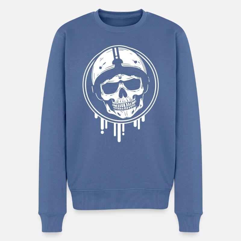 Crâne de motard - Pull Premium bio Homme - bleu pigeon