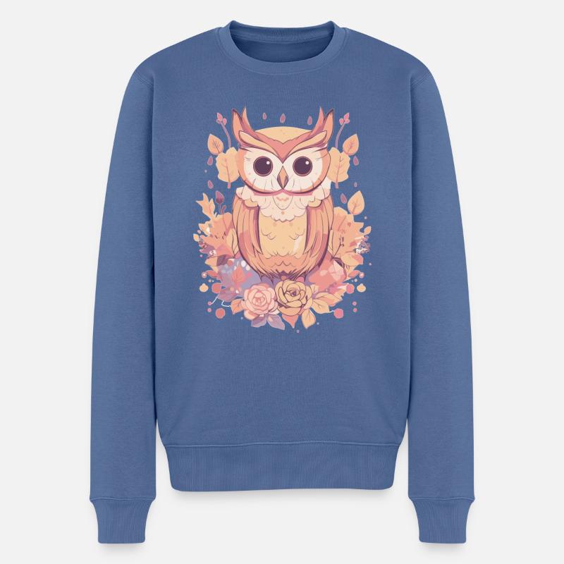 Eule - Männer Premium Bio Pullover - Taubenblau