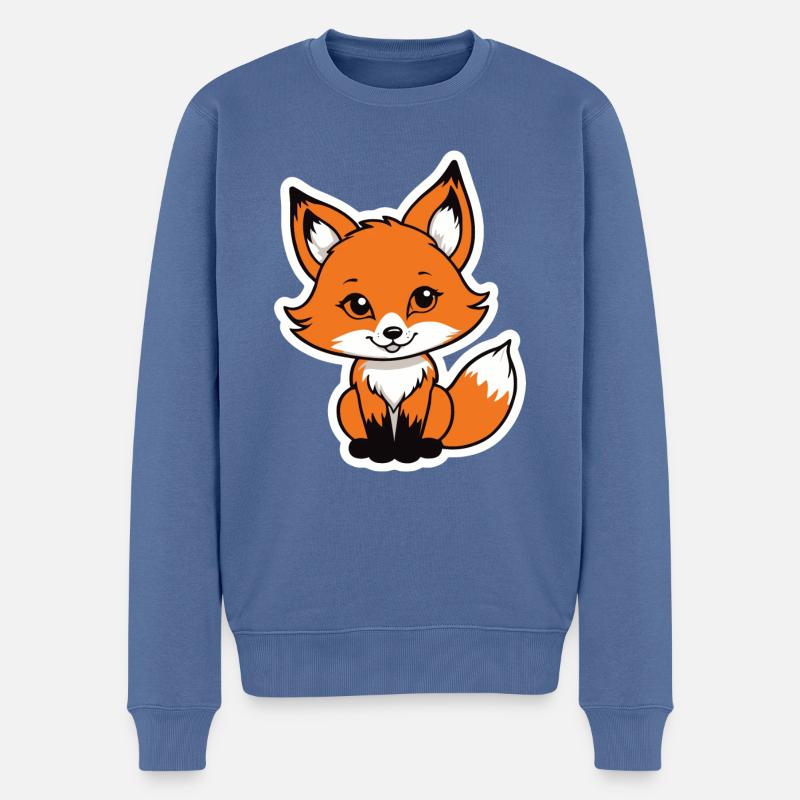 Fuchs Illustration - Männer Premium Bio Pullover - Taubenblau