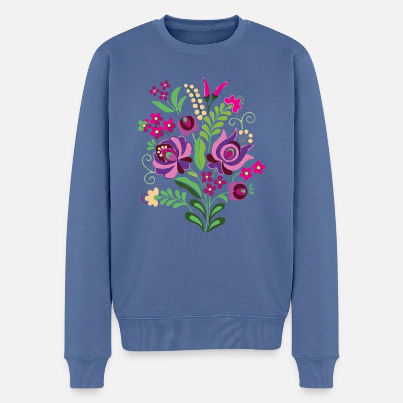 ungarische blumen,blumenherz,Herz,ornamente,blumen - Männer Premium Bio Pullover - Taubenblau