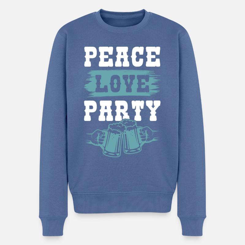 bier friede liebe - Männer Premium Bio Pullover - Taubenblau