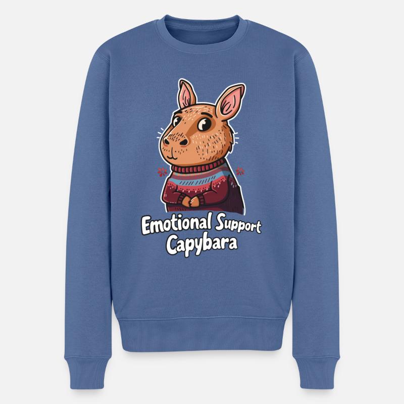 Soutien émotionnel Capybara - Pull Premium bio Homme - bleu pigeon