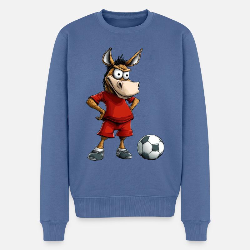 Fussballer Esel - Männer Premium Bio Pullover - Taubenblau