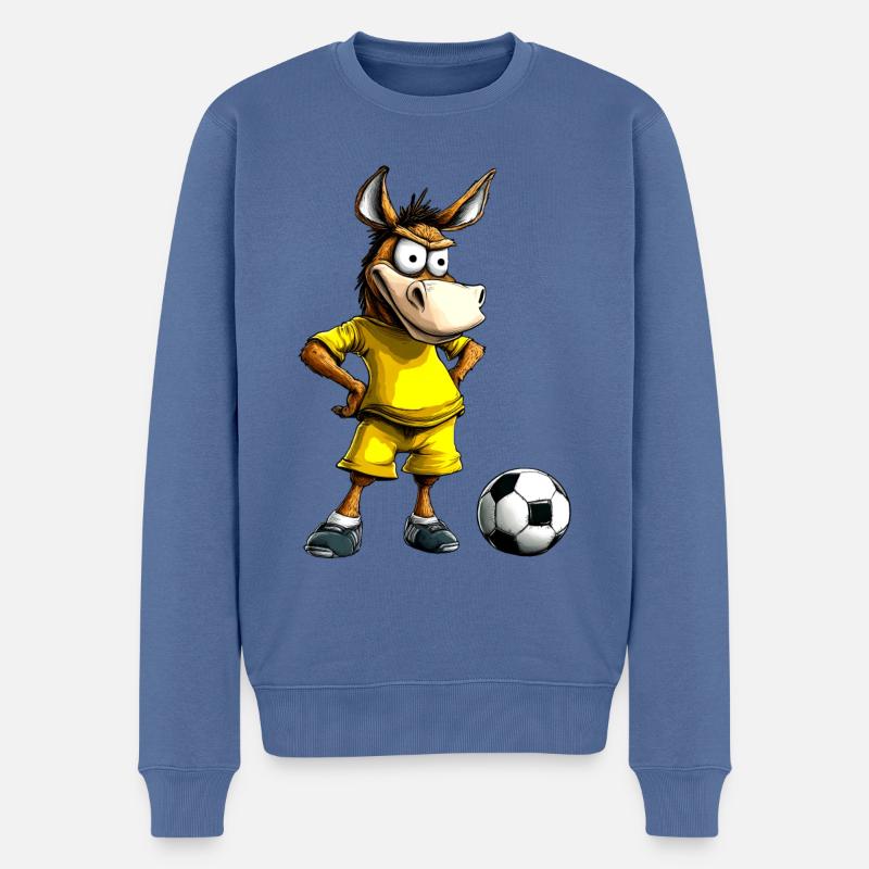 Esel Fussball - Männer Premium Bio Pullover - Taubenblau