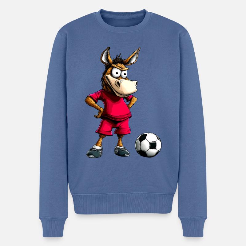 Esel Fussball - Männer Premium Bio Pullover - Taubenblau
