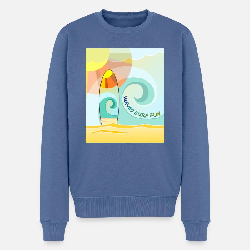 wellen surfen Surfbrett - Männer Premium Bio Pullover - Taubenblau