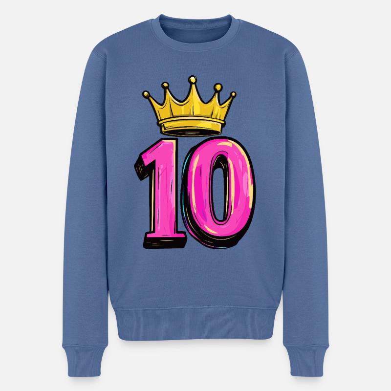 Couronne à 10 chiffres - Pull Premium bio Homme - bleu pigeon