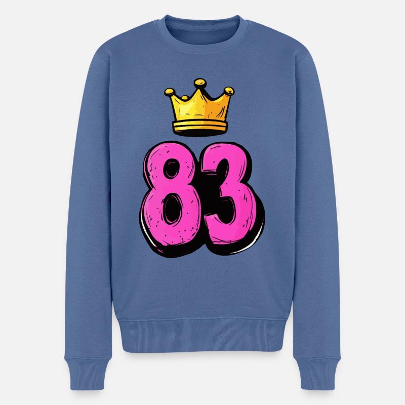 83 Zahl Krone - Männer Premium Bio Pullover - Taubenblau