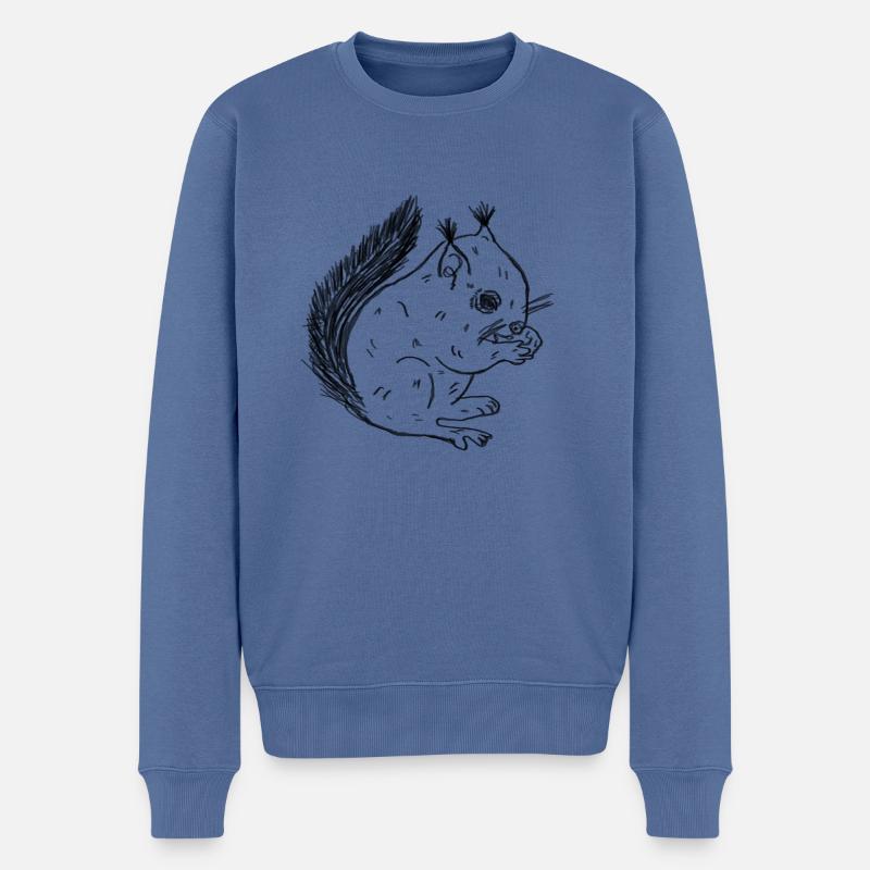 Eichhörnschen schwarz - Männer Premium Bio Pullover - Taubenblau