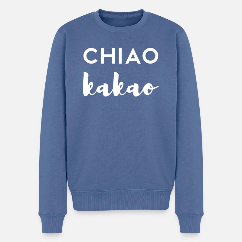 Chiao kakao - Männer Premium Bio Pullover - Taubenblau