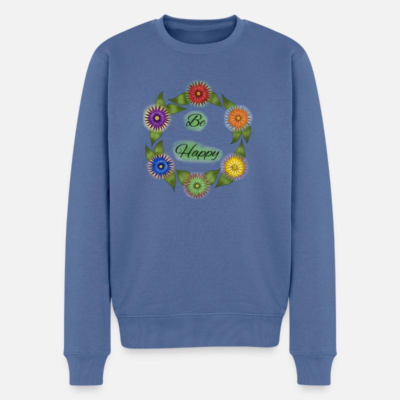 Be Happy - Männer Premium Bio Pullover - Taubenblau